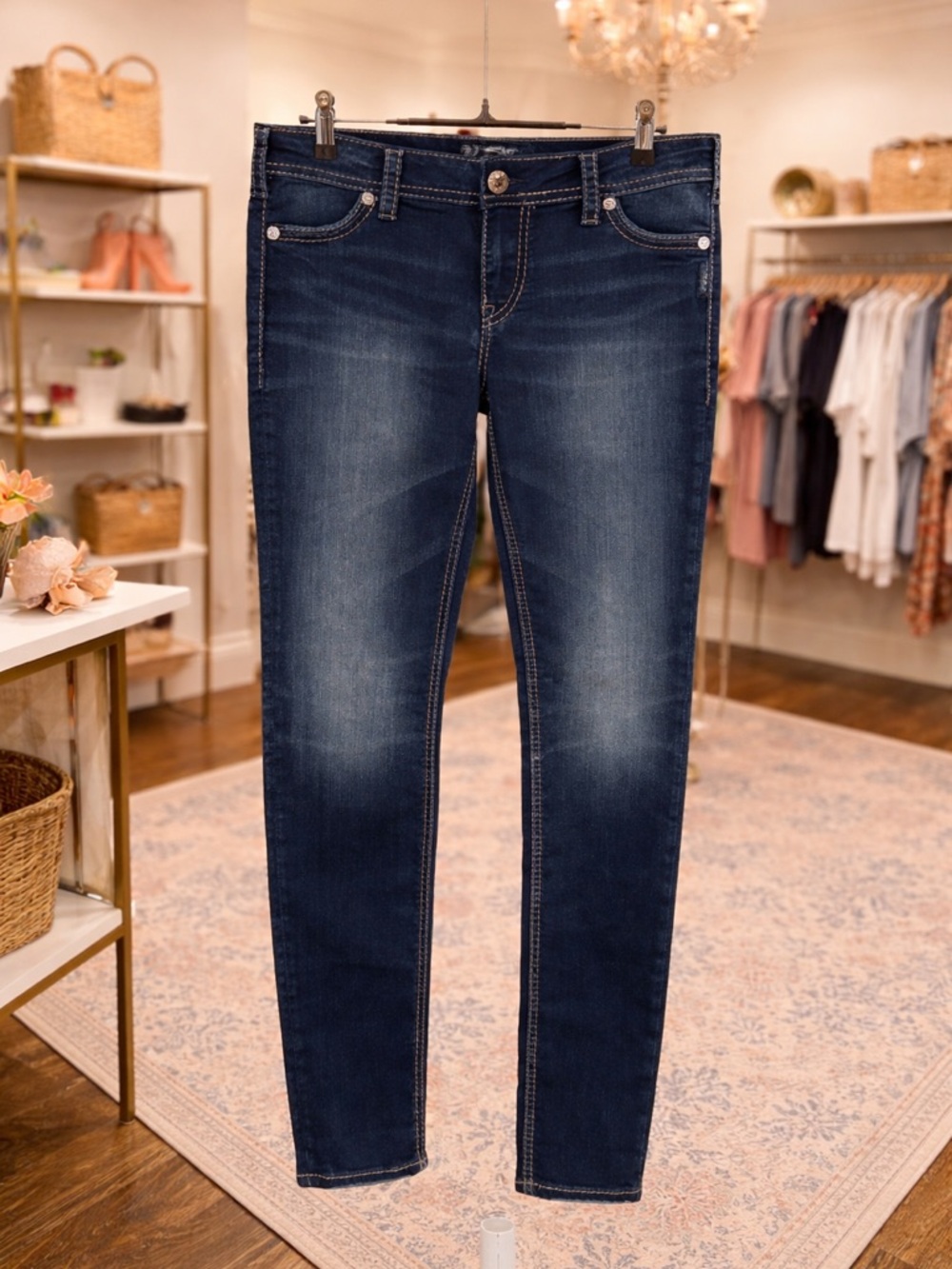 Silver Jeans Suki Mid Rise Super Skinny W30 L31 Dark Wash Stretch